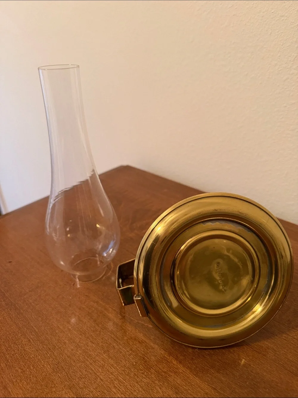 Brass Oil Lamp with Clear Glass Chimney - Classic Home Accent